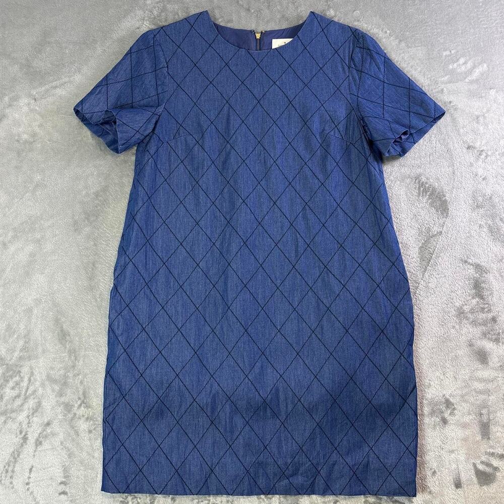 Kate Spade New York Blue Diamond Pattern Dress Size 6 Short Sleeve Shift